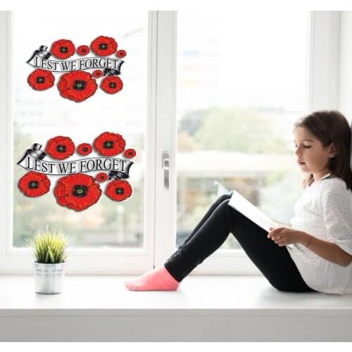 Poppy Flower Window Sticker VE DAY Waterproof Poppy Glass Decal
