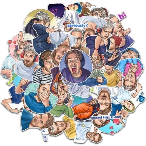 10/34Pcs/pack Brofist Pew Die Pie Funny Meme Stickers For Laptop Refrigerator Motorcycle Skateboard Scrapbook Gift Box Helmet