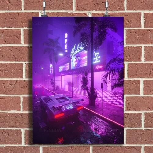 Prints Painting Neon Light Modular Pictures Punk Canvas Wall Art Vaporwave Home Decor Luxury Car Modern Poster Office Framework