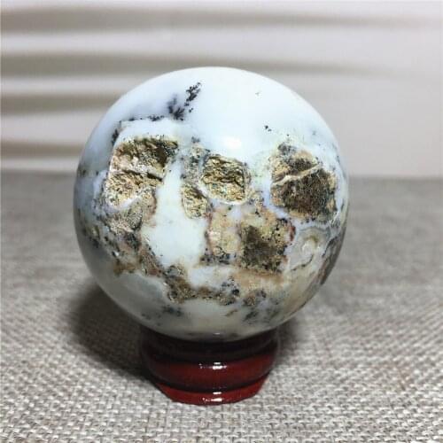 Natural Moss Opal Crystal Sphere Feng Shui Healing White Quartz Stone Hand Made Polished Ball Ornament For Home Decoration