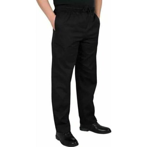New Chef Uniform Restaurant Pants Kitchen Trouser Chef Pants Black Elastic Waist Bottoms Food Service Pants Mens Work Wear