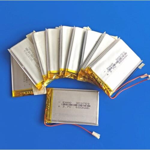 Wholesale 10 pcs 3.7V 650mAh 303759 Rechargeable battery lipo polymer lithium for MP3 GPS DVD bluetooth recorder camera