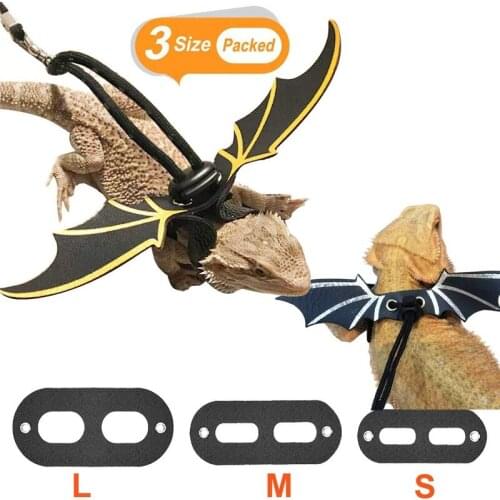 Lizard Traction Rope Reptile Bearded Dragon Harness Leather Leash with Wing Pet Suppiles