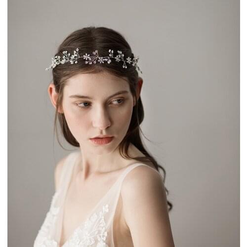 O359 Snow Flowers Pearl Beaded Hairbands Crystal Wedding Hairpiece Rhinestone Bridal Hairband headband