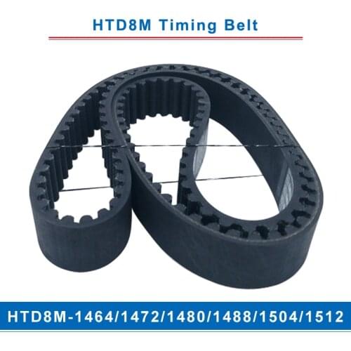 Timing belt HTD8M-1464/1472/1480/1488/1504/1512 teeth pitch 8mm circular teeth belt width 20/25/30/40mm for 8M timing pulley