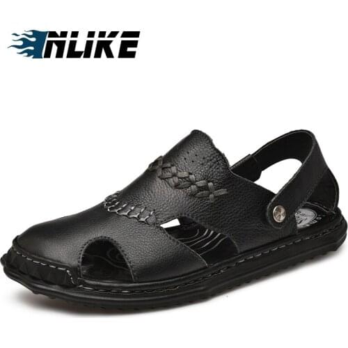 Men Hiking Sandals Roman genuine leather men sandals summer cow leather for beach male shoes