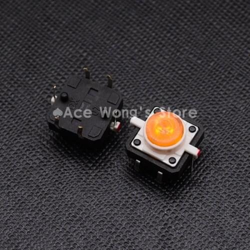 20 pcs/lot) Tactile Push Button Switch Momentary Tact 12X12X7.0mm With LED lights yellow
