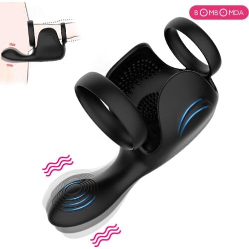 10 Modes Vibrating Penis Ring Testicle Vibrator Sex Toys for Men Scrotum Massager Male Chastity Cage Testicle Bondage Vibrators