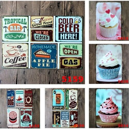 Vintage Metal Poster of Splice The Popular Signs Endless Cup Coffee Good Food We're Open 24 Hour Gas for Bar Decorative Poster