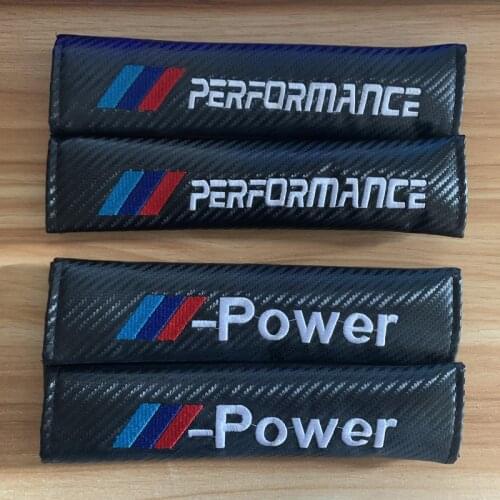 Embroidery for M POWER Performance emblem carbon fiber Car seat belt cover shoulder pad for bmw e30 e46 e90 e60 e39 accessories