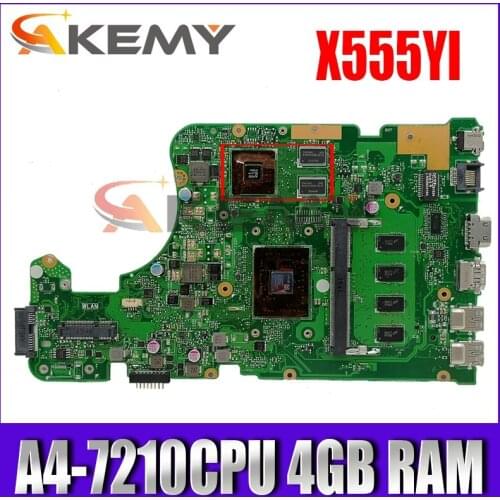X555YI Motherboard A4-7210CPU 4GB RAM R5-M320 2GB For ASUS X555D A555D X555DG X555YI laptop Mainboard X555DG Mainboard Test ok