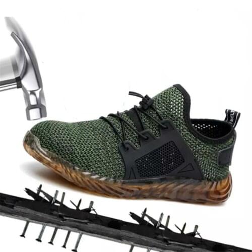 Work Safety Shoes for Men Summer Breathable Boots Working Steel Toe Anti-Smashing Construction Indestructible Work Sneakers