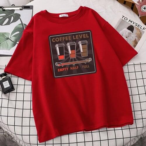 Coffee Creativity Style Printed T-Shirts Woman Fashion Comfortable Clothing Spring Summer Streetwear Large Size Woman T-Shirts