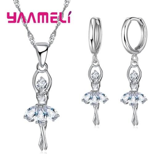Women Fashion Beautiful CZ White Cubic Zirconia Stone 925 Silver Wholesale Young Girls Jewelry Set Hot Sale Accessory