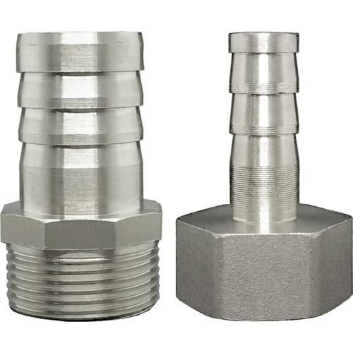 1/2" 3/4" 1" BSP Female / Male x 8/10/12/14/16/19mm Hose Barb Brass Nickel Plated Coupling Coupler Connector Water Gas Oil