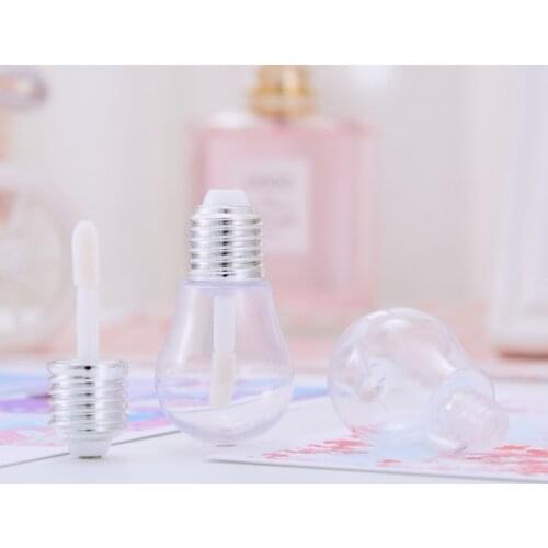 1pcs 9ml Cute Light Bulb Shape Empty Lip Gloss Tube Clear Mini Refillable Lip Balm Bottles With Rubber Inserts