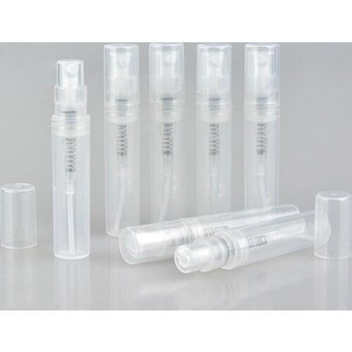 100pcs/lot 2ml 3ml 5ml Plastic Spray Perfume Bottle Refillable Oil Bottles Atomizer Mini Protable Cosmetics Container