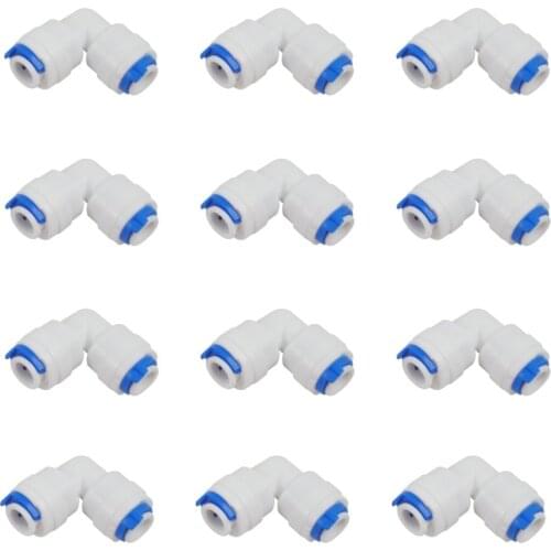 12 PACK OF Quick Connectors 1/4" Union Elbow Fitting Connection for Water Filters and RO Reverse Osmosis Systems