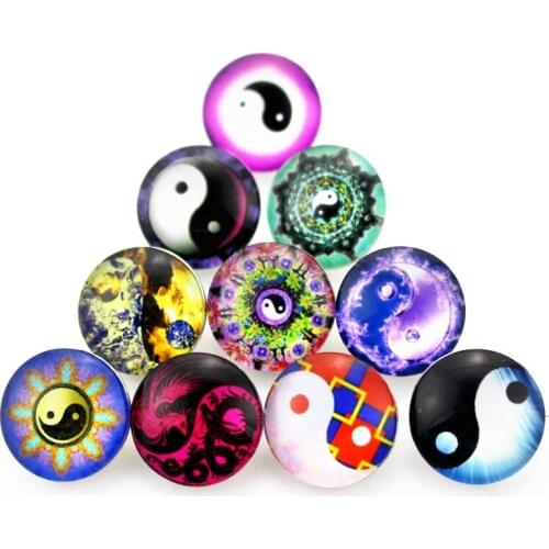 20pcs/lot New Mix Random YING YANG Snap Buttons Fit 18mm Glass Buttons Snap Jewelry Bracelets&Bangles Diy Snap Jewelry