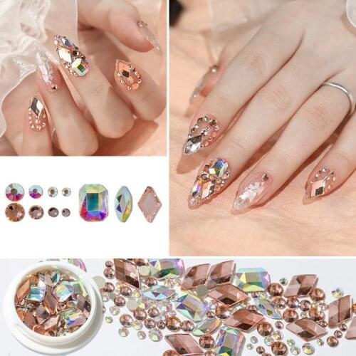 3D Nail Rhinestones Acrylic Shinning Nail Decoration Mixed Size AB Nail Rhinestones Crystal Stone Waterdrop Glitter Nail Gems