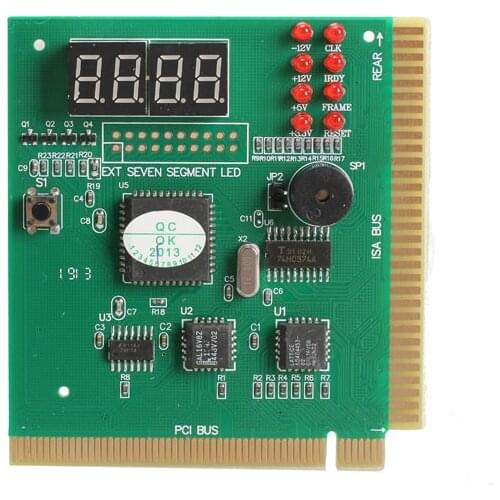 4 Digit LCD Display PC Analyzer Diagnostic Post Card Motherboard Tester with LED Indicator for ISA PCI Bus Mian Board
