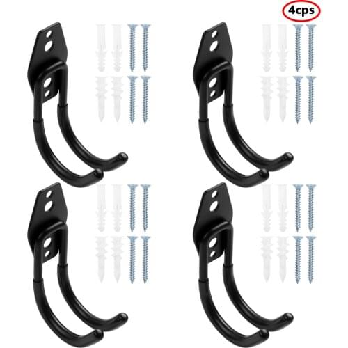 4 Metal Iron Clip Buckles Garage Storage Hooks Heavy Duty Organizer Holder Hangers Reusable Double Bar Hanging Hook Garden Tools
