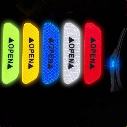 4Pcs/Set Car OPEN Reflective Strips Tape Warning Mark Reflective Open Notice Car Accessories Exterior Car Door Stickers Hot