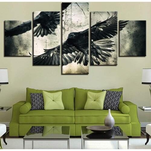 5 Pieces Wall Art Canvas Painting Animal Poster Eagles Fiy In Thr Sky Abstract Paintings On Canvas Pictures For Living Room Deco