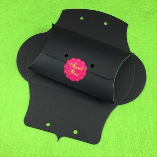 50pcs/lot black Pillow Box 12.5*8x2.5cm With free stickers Blank Display Gift Package Boxes Carry Case DIY