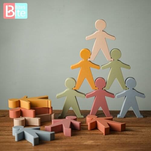 Bite Bites 6PCS/12PCS Baby Building Blocks Stacking Toy Set Food Grade Silicone BPA Free Baby Teether Educational Toys Jenga