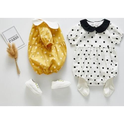 Angoubebe B20H01New Summer Infant Newborn Romper Baby Girl Short Sleeve Jumpsuit Cute Peter Pan Collar Sunsuit Baby Rompers