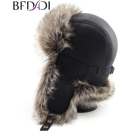 BFDADI Bomber Hats faux fur Ear Flaps Cap Russian Hat Winter Earflap Keep Warm Snow Caps 59-60cm