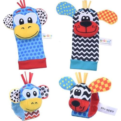 Infant Baby Toys Newborn Socks Rattle Toys 0-12 Months Kids Cartoon Animal Plush Socks Wrist Strap Rattle For Boys Girls Gifts