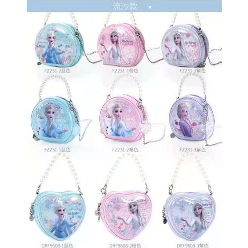 Disney Frozen Handbag Messenger Bag For Girl Children PU Fashion Glitter Magnetic Button Bags Age 2-6 Years Lovely Birthday Gift