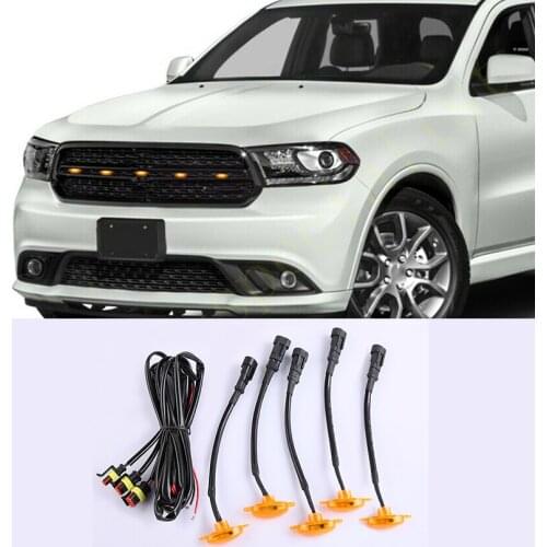 For Dodge Durango 2011-2021 LED Car Front bumper Grille LED Amber Light Raptor Style Light Kit Decor W/ Wire Speed