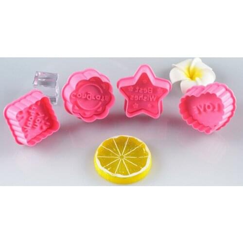 4PCS Love Best Wishes Cookie Cutters Sugarcraft Cake Decorating Tools DIY Cookie Molds Stamper Baking Accessories For kitchen