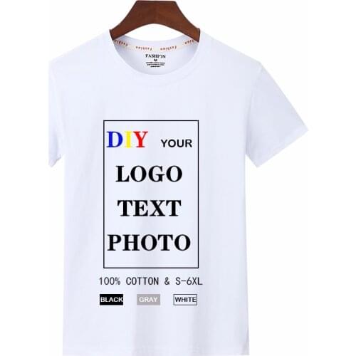 2019 Cotton 100% Customized T Shirt for Men make your own Design/Photo/Text/Logo shirt women Top Tees DIY Print tshirt Plus 6XL