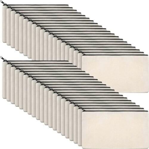 Canvas Zip Bags Canvas Pencil Pouch Canvas Makeup Bags Blank Canvas Pencil Case DIY Craft Bags Cosmetic Pouch Makeup Bag