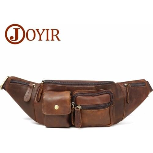 JOYIR Genuine Leather Waist Packs Fanny Pack Belt Bag Vintage Phone Pouch Bags Travel Waist Pack Male Small Waist Bag Leather