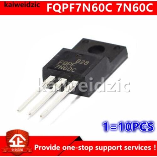 Kaiweikdic New imported original FQPF7N60C 7N60C TO-220F 7A 600V Liquid crystal switch MOSFET Integrated circuit chip