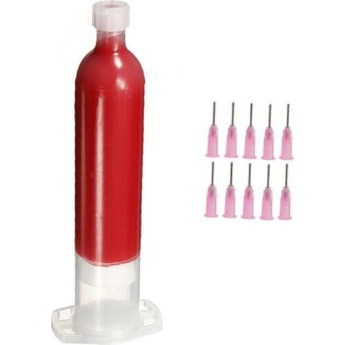 1/2pcs 30ml/38g Red Glue Epoxy Resin Adhesives for BGA Chip Resistors Capacitors IC Chips SMT SMD Repair with 10pcs Needles