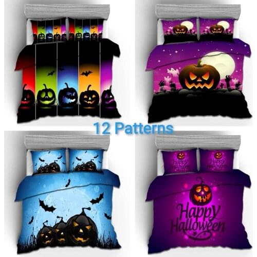2020 Fashion Bedding Set 2/3pcs 12 Patterns 3d Digital Halloween Theme Printing Duvet Cover Sets Twin Double Full Queen King