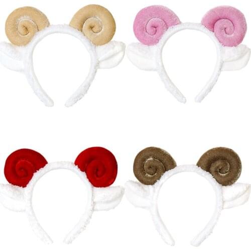 Cartoon Plush Headband Cute Horns Ear Hair Ornament Headband Lamb Christmas Face Wash Female Sheep hair accessories
