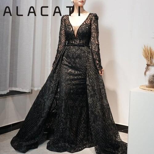 Muslim long-sleeved evening dress Mermaid 2021 Dubai plus size luxury high-end evening dress female new fishtail tail Alacati