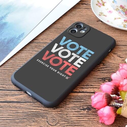 For iPhone Retro Distressed Vote T-Shirt Exercise Your Right Print Soft Matt Apple iPhone Case
