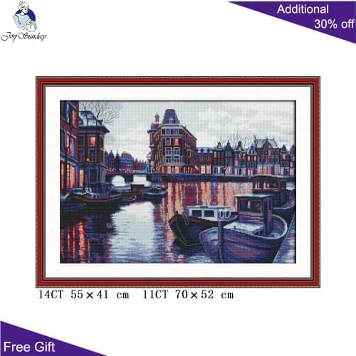 Joy Sunday Harbour Home Decor F921 14CT 11CT Counted and Stamped Harbour Needlework Needlecraft Embroidery DIY Cross Stitch kits