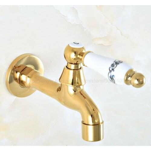 Wall Mounted Bathroom Mop Tap Golden Brass Single Cold Water Tape for Kitchen Sink Mop Pool Toilet Cold Bibcock zav152