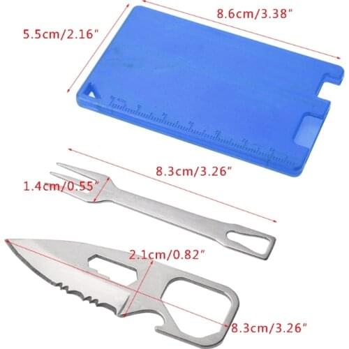 Camping Barbecue Knife Fork EDC Safety First Aid Outdoor Multifunction Tool Card