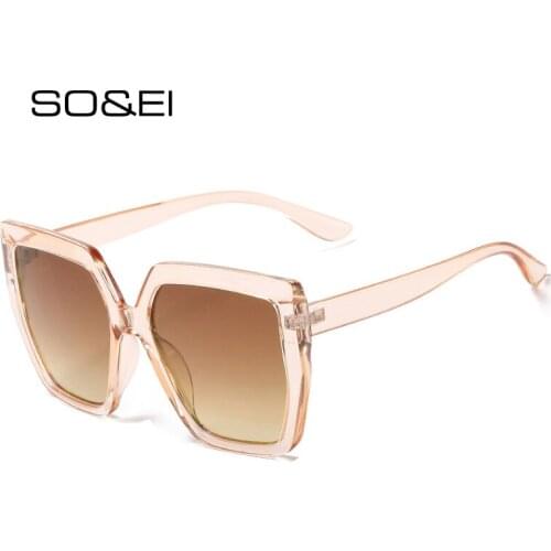 SO&EI Fashion Oversized Square Women Sunglasses Vintage Cat Eye Female Sun Glasses Men Gradient Big Shades UV400 Retro Eyewear