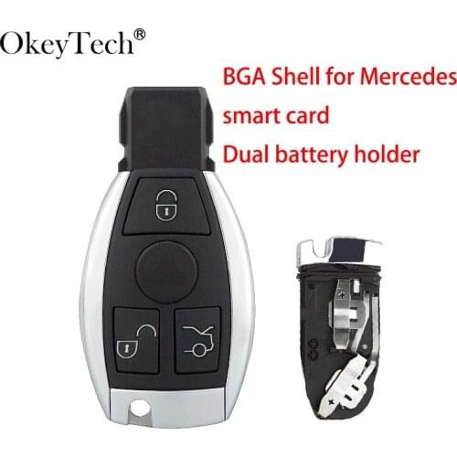 Okeyetch 3 Buttons Remote Smart Fob Key shell For MB Mercedes Benz CLS C E S W124 W202 with Battery Holder Uncut Blank Blade